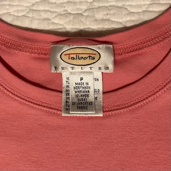 Talbots Petites Long Sleeved Pima Cotton T-Shirt | Size P | Soft Pink - Picture 3 of 6